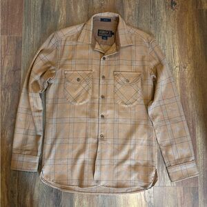 Pendleton Camel and Blue Checkered Wool Shirt